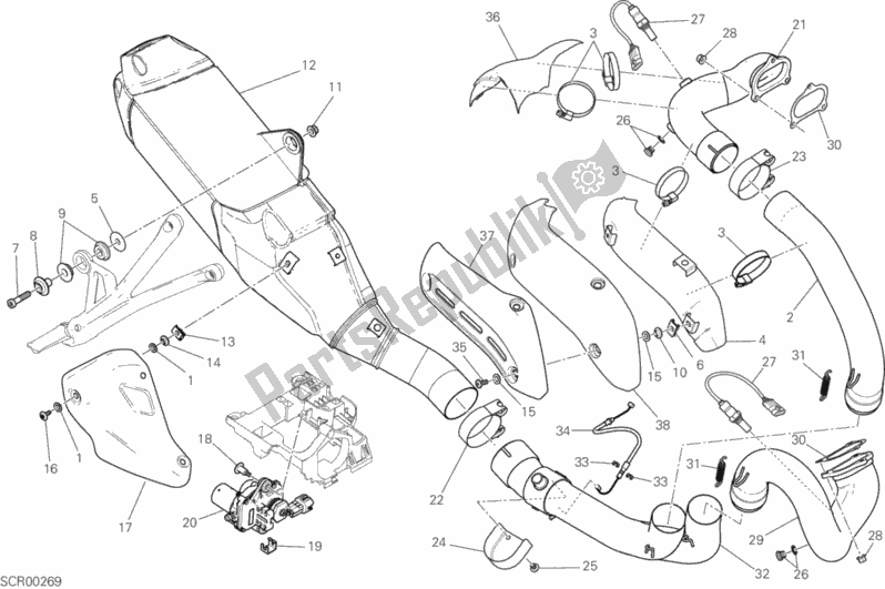 Todas as partes de Sistema De Exaustão do Ducati Monster 821 USA 2019